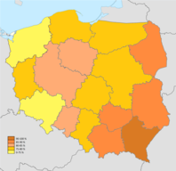 Percentage of persons who declared that they believe or very deeply believe, 2015. Religion in Poland.png