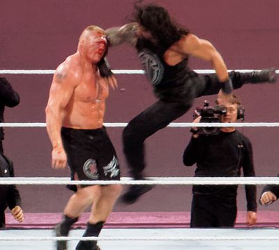 Roman Reigns' Superman punch on Brock Lesnar.