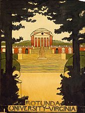 Georgia O'Keeffe, Untitled, The Rotunda at University of Virginia, 1912–1914, watercolor on paper, .mw-parser-output .frac{white-space:nowrap}.mw-parser-output .frac .num,.mw-parser-output .frac .den{font-size:80%;line-height:0;vertical-align:super}.mw-parser-output .frac .den{vertical-align:sub}.mw-parser-output .sr-only{border:0;clip:rect(0,0,0,0);height:1px;margin:-1px;overflow:hidden;padding:0;position:absolute;width:1px}11+7⁄8 by 9 inches (30 cm × 23 cm)