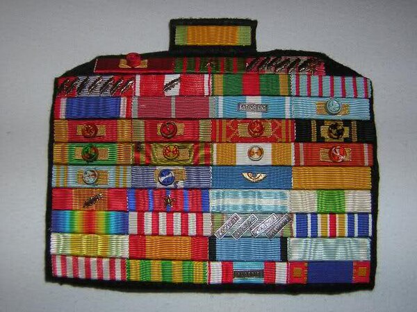 A ribbon bar featuring all decorations received by General Salan