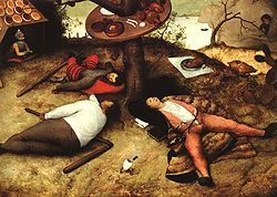 Pieter Bruegel the Elder, Het Luilekkerland (1567) Schlaraffenland.jpg