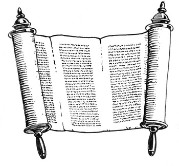 Disegno "line art" di un rotolo della Torah