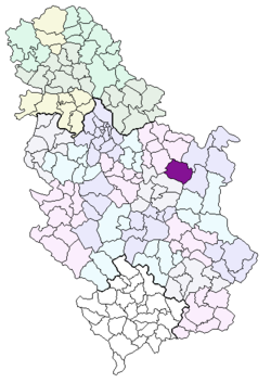 Община Жагубица на картата на Сърбия