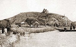 The island and the monastery of Sevan during the 19th century (Paris, 1869, T. Deyrolle)