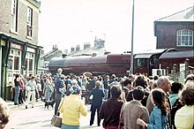 Shildon town centre: celebrating 150 years of railway history in 1975 Shildon Level Crossing - geograph.org.uk - 111168.jpg