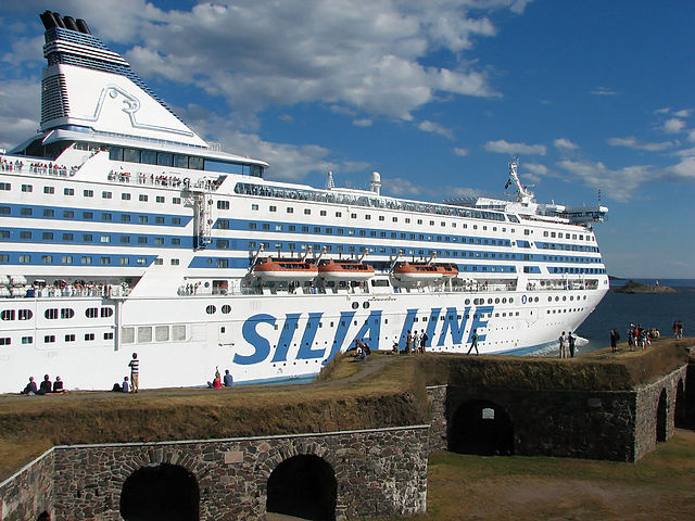 MS Silja Symphony leaving Helsinki via the Kustaanmiekka strait to the Baltic Sea.