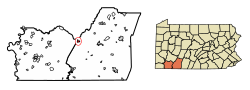 Location of Seven Springs in Somerset County, Pennsylvania.