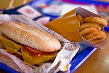 The spicy bean burger is a vegetarian sandwich sold in European Burger King locations. Spicy bean burger.jpg