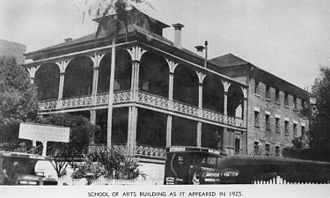 The Brisbane School of Arts, where the disturbance occurred StateLibQld 1 389573 School of Arts building in Brisbane, 1925.jpg