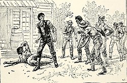 Illustration of Abraham Lincoln's wrestling bout with Jack Armstrong Statesmen (1904) (14778836201).jpg