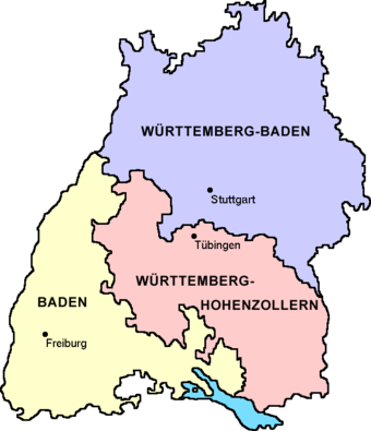 The three states that merged to form Baden-Württemberg in 1952