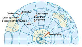 Kart over De franske sørterritorier