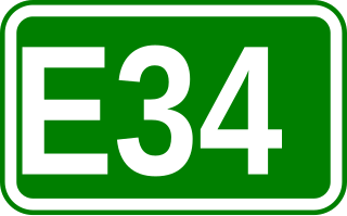 <span class="mw-page-title-main">European route E34</span> Road in trans-European E-road network