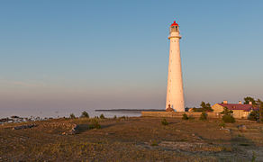 Tahkuna lighthouse in Hiiumaa Hiiumaal, päikeseloojanguvalguses