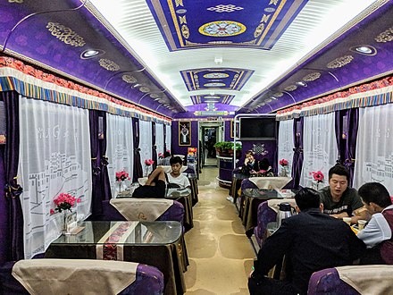 Dining in style on the train to Tibet