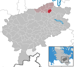 Elhelyezkedése Schleswig-Holstein térképén