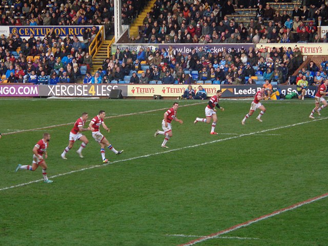 Wakefield Trinity playing Leeds in a friendly in 2014.