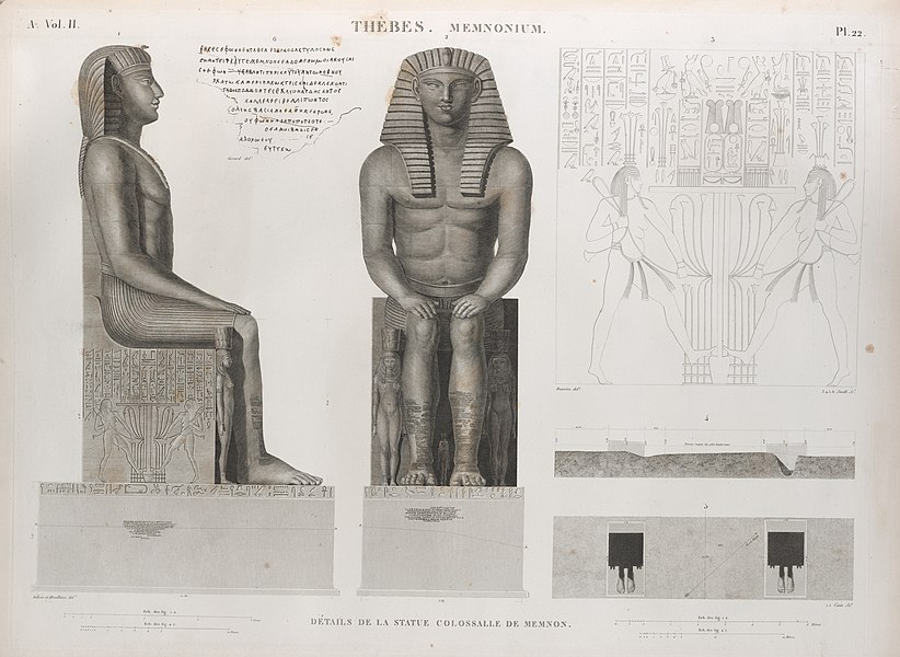 Pl.22 - Détails de la statue colossalle de Memnon