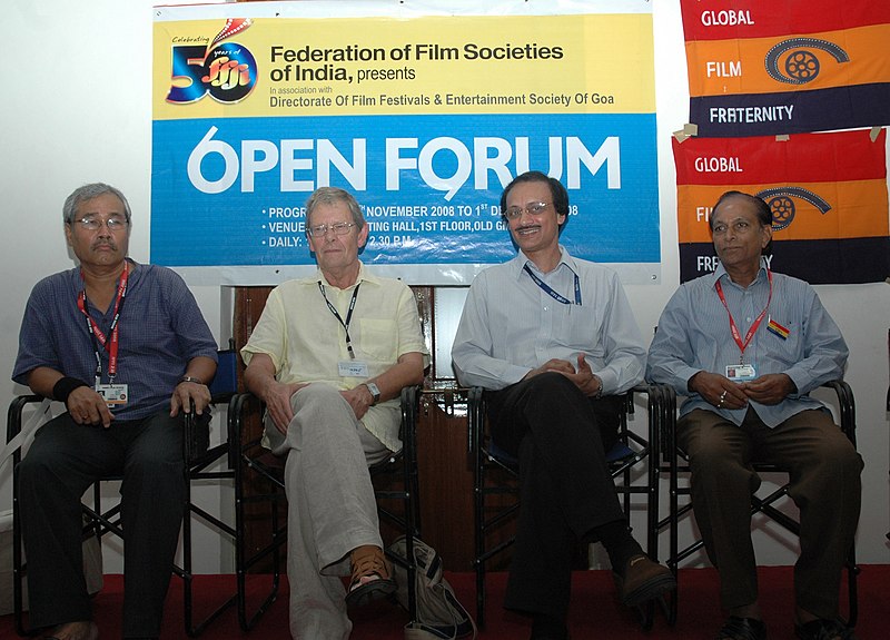 File:The GM, ESG, Mr. Nikhil Desai, the film critic and former London Film Festival Director, Mr. Derek Malcolm, the filmmaker and IDPA President, Mr. Jahnu Barua and the Senior Deputy Director of DFF, Mr. Shankar Mohan.jpg