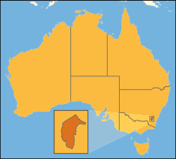 Austrālijas galvaspilsētas teritorijas atrašanās vieta Austrālijā