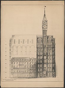 Sketch of the original building prior to its expansion Tribune Building, New York City. Preliminary elevation. Rendering LCCN2016649931.jpg