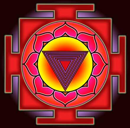 Yantra are used as icons for Devi in Tantra; above is Tripura-Bhairavi yantra