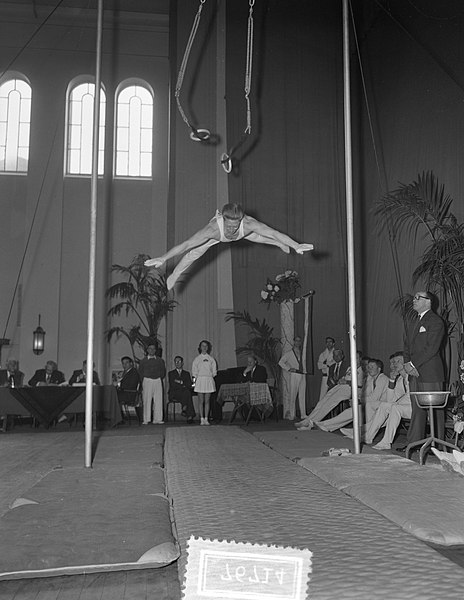 File:Turnen Nederland tegen Denemarken te Haarlem E Gronvre (Denemarken) in actie, Bestanddeelnr 907-6714.jpg