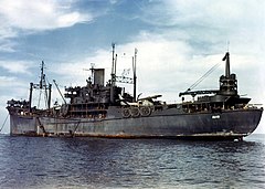 Seaplane tender Chandeleur USS Chandeleur (AV-10) at Apia, Samoa, on 20 April 1943 (80-G-K-6985).jpg