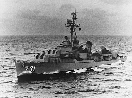 USS Maddox (DD-731) underway at sea, circa the early 1960s (NH 97900).jpg