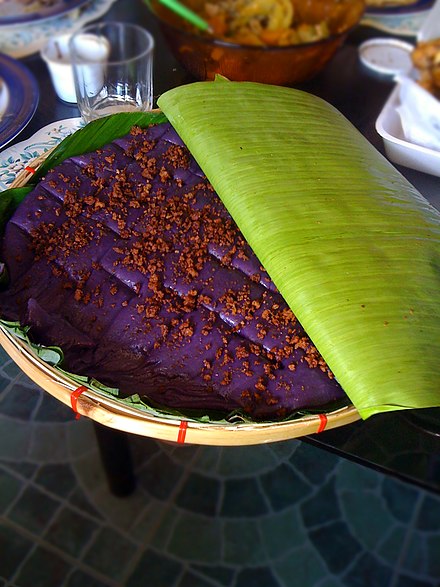 Kalamay ube is naturally purple due to the use of purple yam