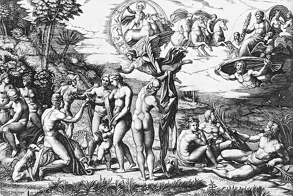 Judgement of Paris Engraving (c. 1515) by Marcantonio Raimondi to a design by Raphael