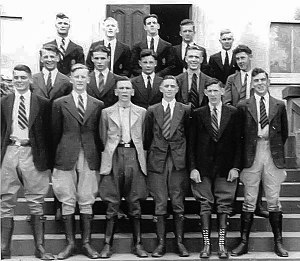 A group of VSF students from 1942 in school uniform consisting of riding breeches, leggings, tie and blazer. Source: Bert Semmens. VSF graduates 1942 - enhanced.jpg