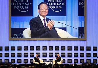 Then-Premier Wen Jiabao,himself a Tianjin native,and Klaus Schwab at the Annual Meeting of the New Champions of World Economic Forum in Tianjin,2010 Wen Jiabao - Annual Meeting of the New Champions Tianjin 2010.jpg