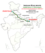 (Amritsar - Saharsa) Jan Sadharan Express (Via Sirhind) Route map.png