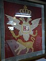 Zastava koju je knez Nikola Petrović poslao Džeksonskim Srbima. Nalazi se u parohijskom domu pored crkve