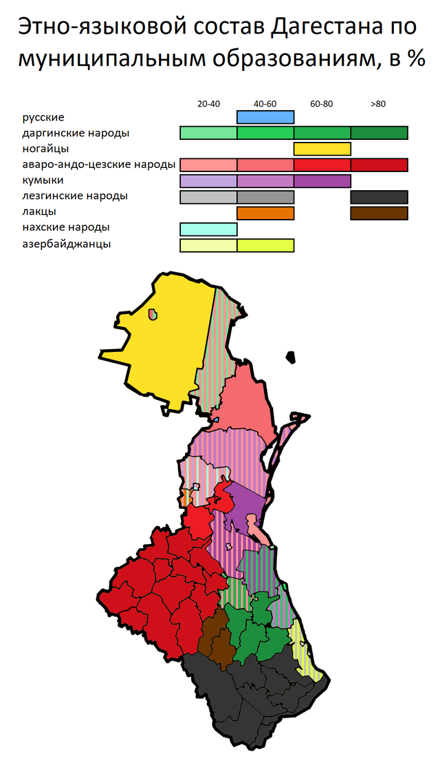 Карта дагестана по национальностям