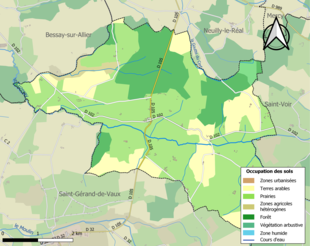 Barevná mapa znázorňující využití půdy.