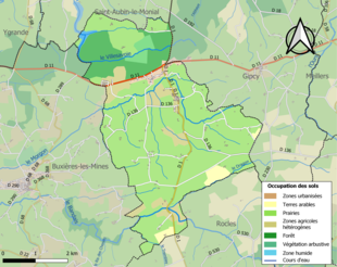 Kolorowa mapa przedstawiająca użytkowanie gruntów.