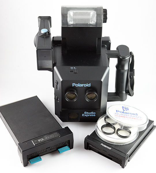 File:0481 Polaroid 255 B J with 550 4x5 and 405 3x4 Polaroid backs and lenses (7159459278).jpg