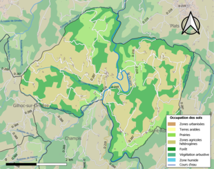 Barevná mapa znázorňující využití půdy.