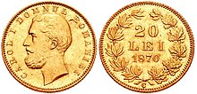 20 lei gold coin from 1870 (21mm diameter, 6.43g weight) 1870 20 lei.jpg