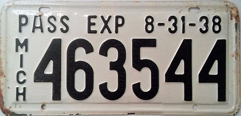 File:1938 Michigan license plate.jpg