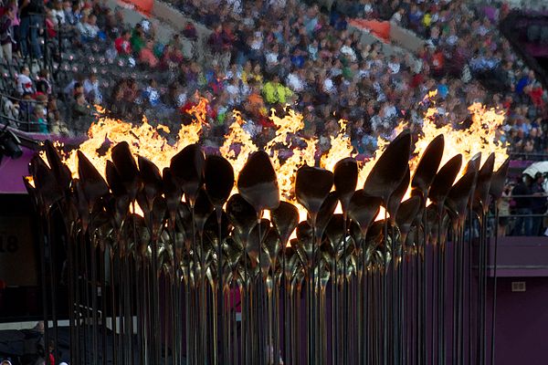 Detail of the Olympic cauldron showing the 'petals'