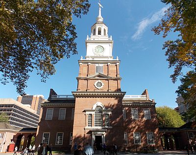 The bell tower atop Independence Hall, formerly home to the Liberty Bell (Independence National Historical Park)