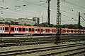 * Nomination: Panning of a S-Bahn in Munich --FlocciNivis 10:42, 22 October 2022 (UTC) * Review  Comment It's a shame ! Why the overhead lines are in motion blur ? Only the train should be in motion. --Sebring12Hrs 09:49, 24 October 2022 (UTC)  Comment It's panning in the sense, that both the camera and the subject (S-Bahn) moved at the same speed. So naturally the subject is not motion-blurred, but the close foreground and background are. There are probably still things to improve about this picture. I personally would have liked a lower shutter speed to have more motion-blur, but I was on a train myself and needed to think and act fast to capture this opportunity --FlocciNivis 15:43, 24 October 2022 (UTC)