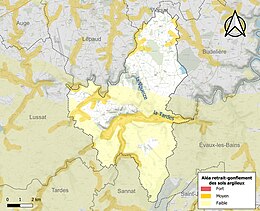 Carte des zones d'aléa retrait-gonflement des sols argileux de Chambon-sur-Voueize.