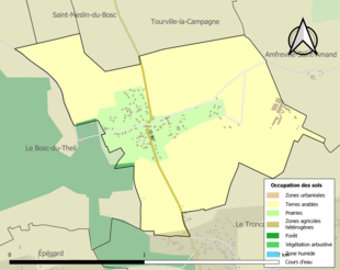 Kolorowa mapa przedstawiająca użytkowanie gruntów.