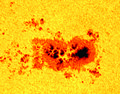 Close-up of a sunspot group on the sun.