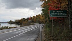 The 45th parallel marker along M-22 45th parallel Suttons Bay Township MI.jpg