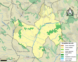 Barevná mapa znázorňující využití půdy.